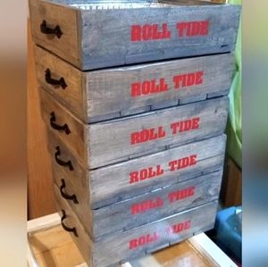 HAND CRAFTED Wood Casserole Tailgate Party Event Trays with Metal Handles